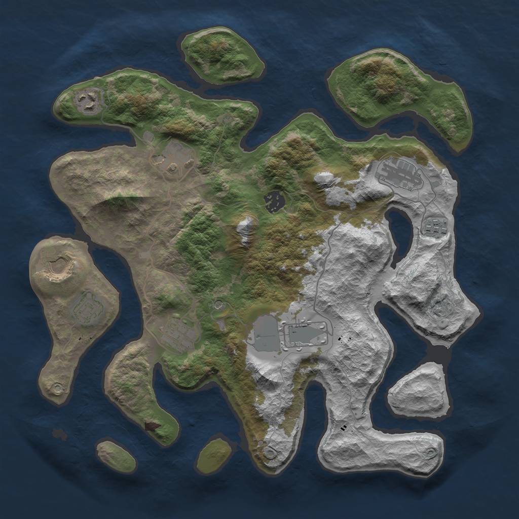 Rust Map: Barren, Size: 3700, Seed: 1599090293, 12 Monuments