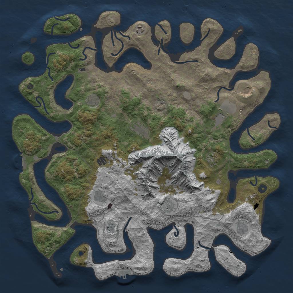 Rust Map: Procedural Map, Size: 5000, Seed: 65684, 19 Monuments