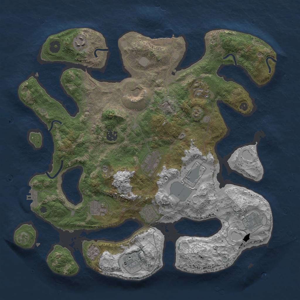 Rust Map: Procedural Map, Size: 3850, Seed: 243327723, 19 Monuments