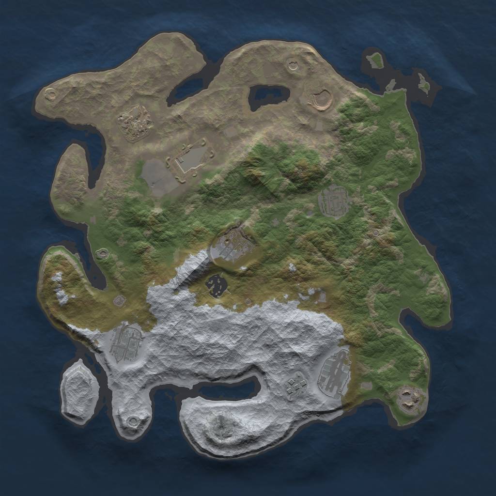Rust Map: Barren, Size: 3500, Seed: 413910047, 13 Monuments