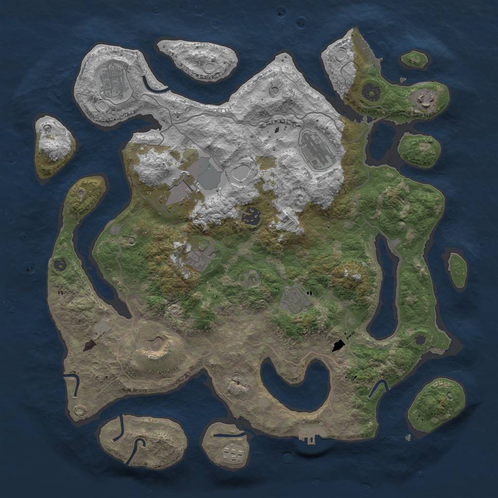 Rust Map: Procedural Map, Size: 4000, Seed: 486655, 17 Monuments