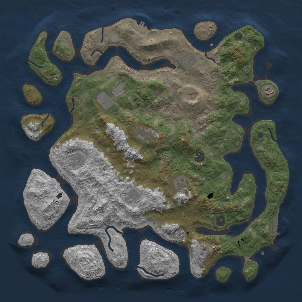 Rust Map: Procedural Map, Size: 4500, Seed: 9672194, 18 Monuments