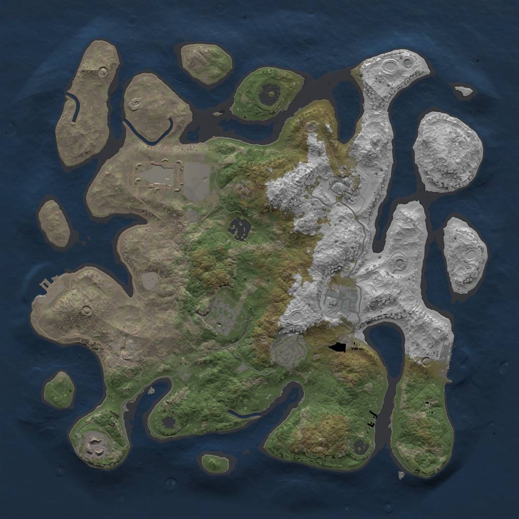 Rust Map: Procedural Map, Size: 3550, Seed: 597512, 15 Monuments