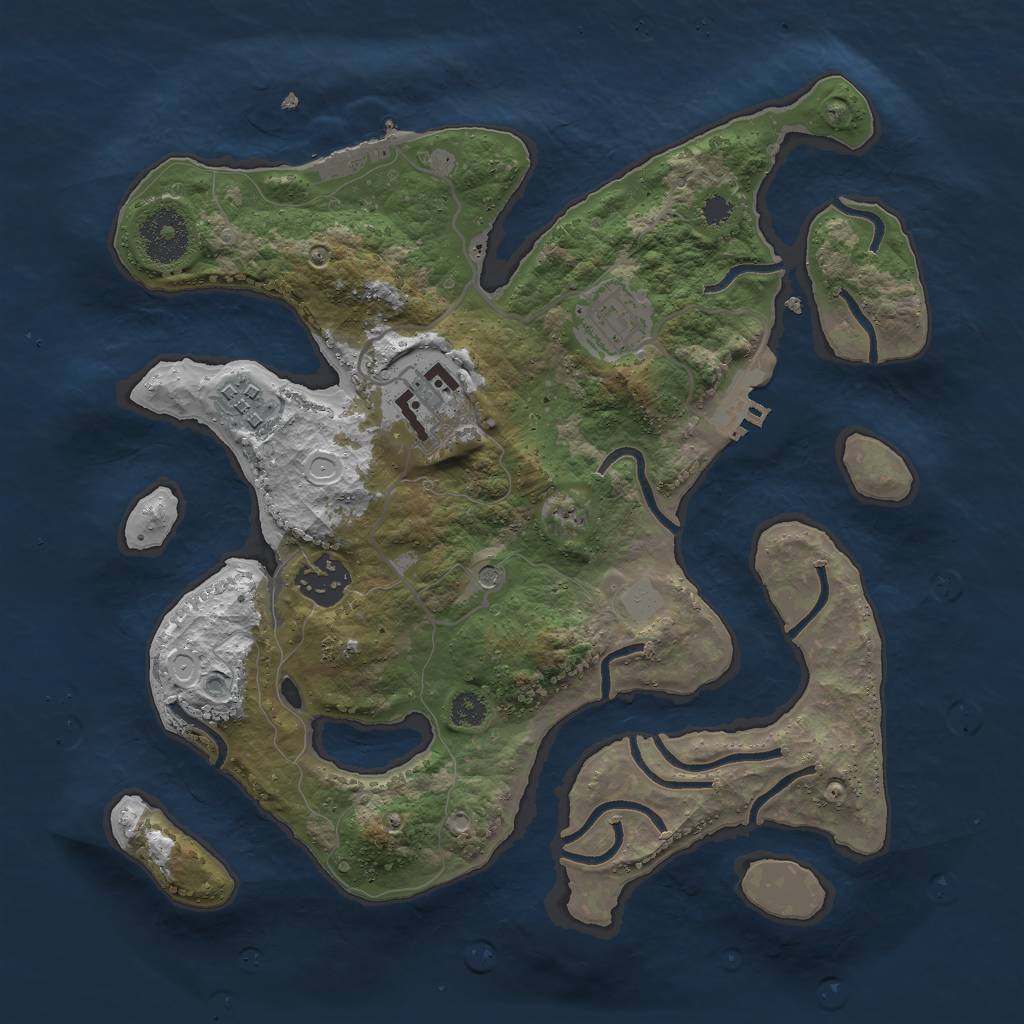 Rust Map: Procedural Map, Size: 3000, Seed: 23423424, 12 Monuments