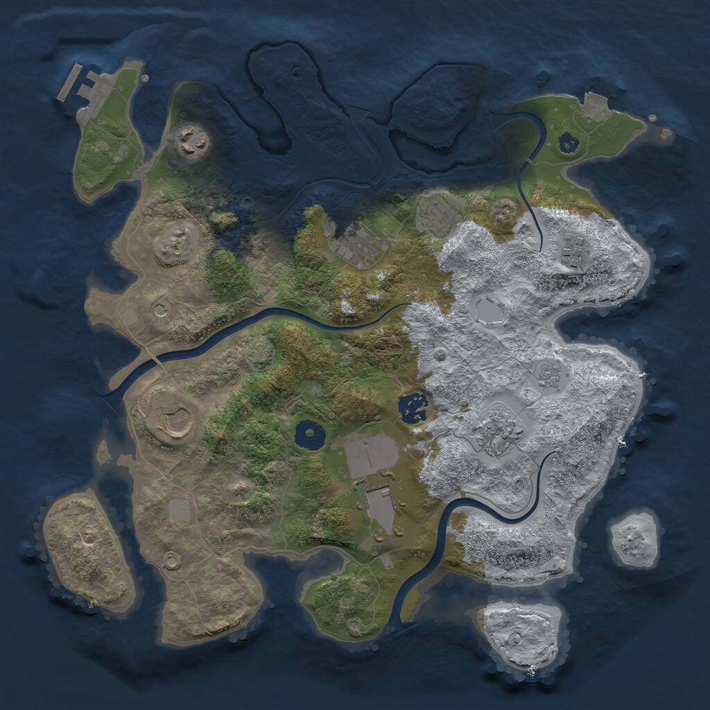 Rust Map: Procedural Map, Size: 3500, Seed: 991067222, 13 Monuments