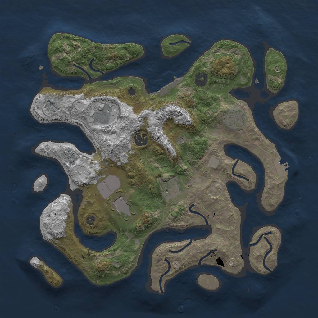 Rust Map: Procedural Map, Size: 3500, Seed: 23423424, 14 Monuments