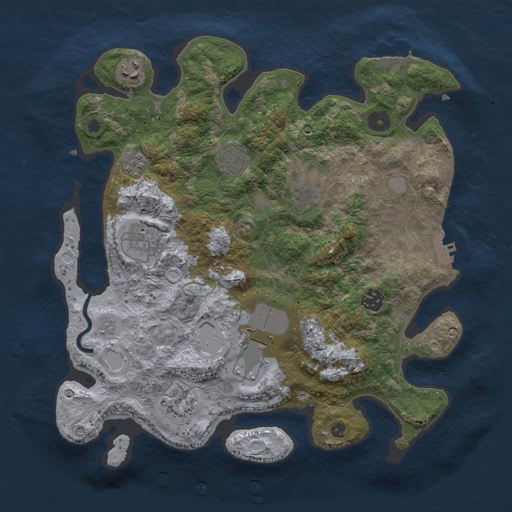 Rust Map: Procedural Map, Size: 3500, Seed: 8529637, 14 Monuments