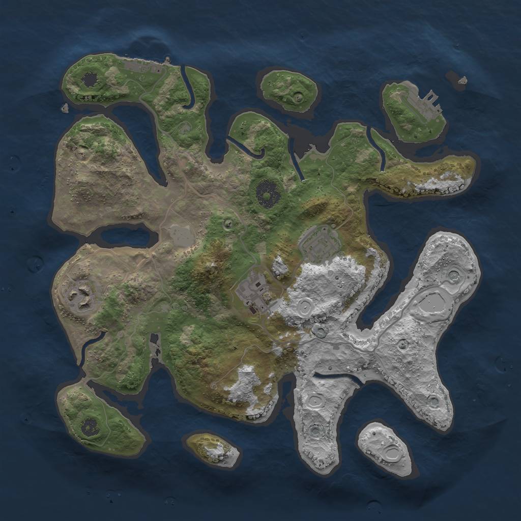 Rust Map: Procedural Map, Size: 3000, Seed: 407557, 11 Monuments