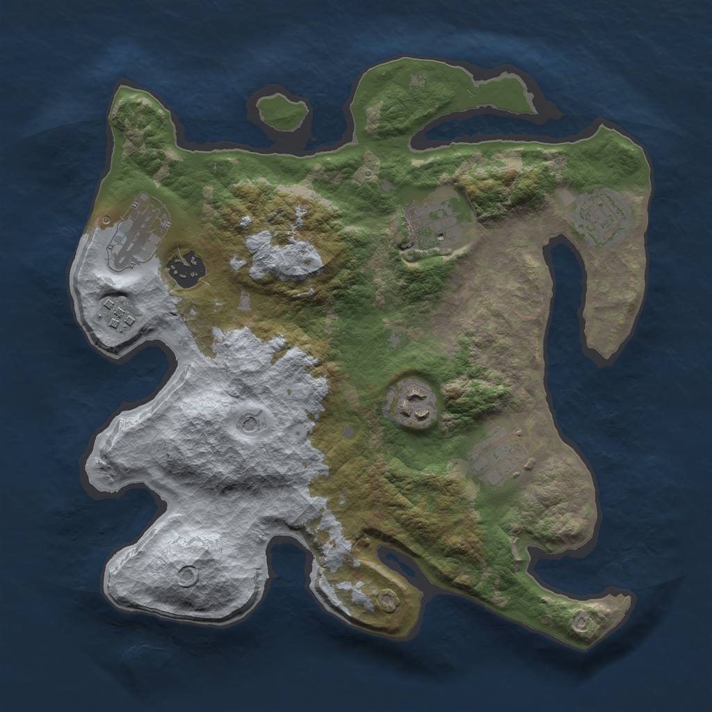 Rust Map: Barren, Size: 3000, Seed: 575066569, 10 Monuments