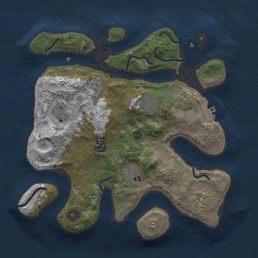 Rust Map: Procedural Map, Size: 3000, Seed: 552258, 13 Monuments