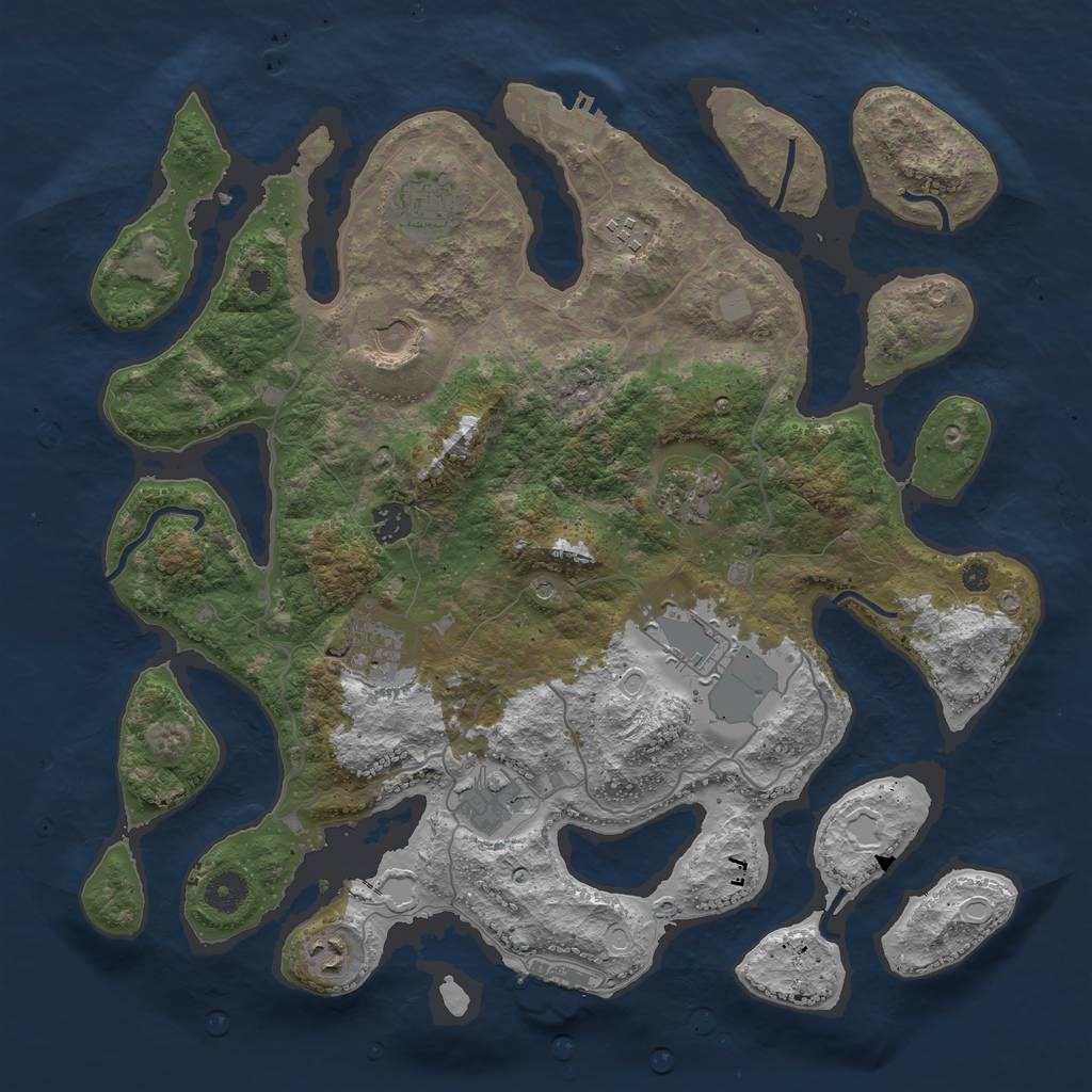 Rust Map: Procedural Map, Size: 4000, Seed: 564345676, 17 Monuments