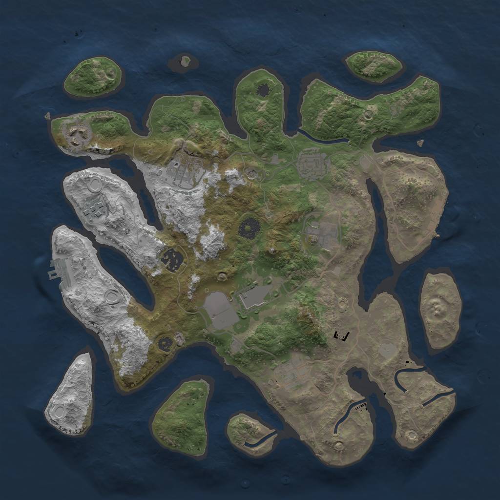 Rust Map: Procedural Map, Size: 3500, Seed: 54564, 16 Monuments