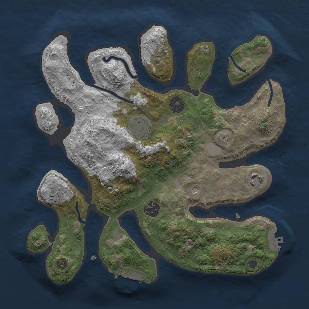 Rust Map: Procedural Map, Size: 3000, Seed: 1253598143, 12 Monuments