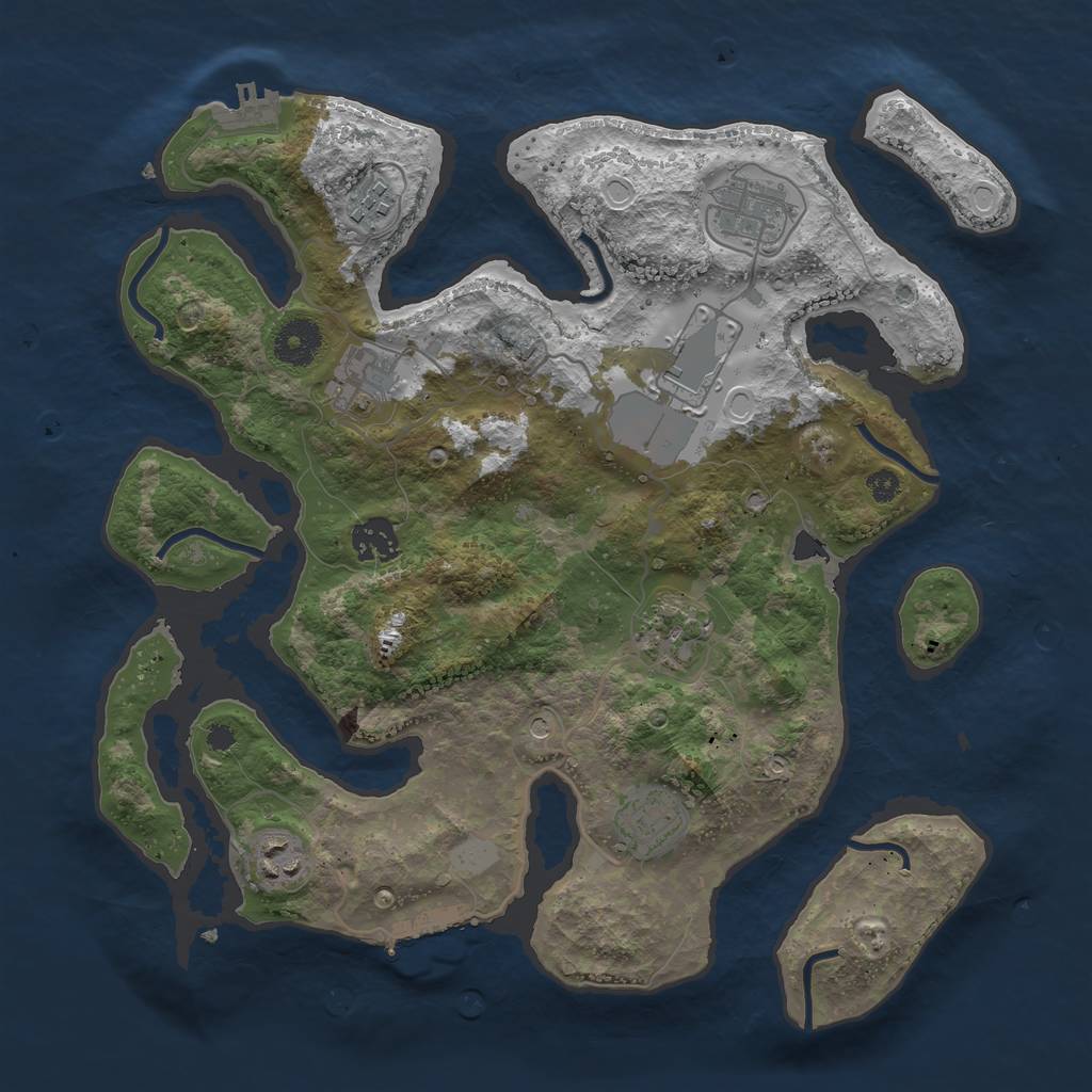 Rust Map: Procedural Map, Size: 3500, Seed: 435679, 16 Monuments