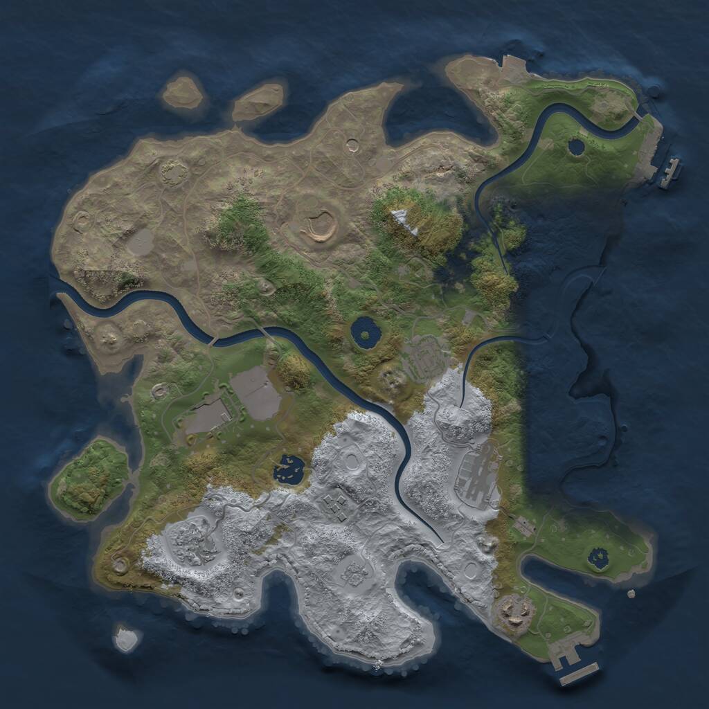 Rust Map: Procedural Map, Size: 3500, Seed: 4393, 14 Monuments