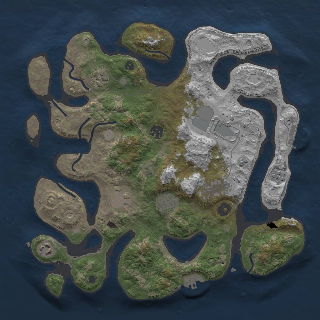 Rust Map: Procedural Map, Size: 3550, Seed: 358922, 16 Monuments