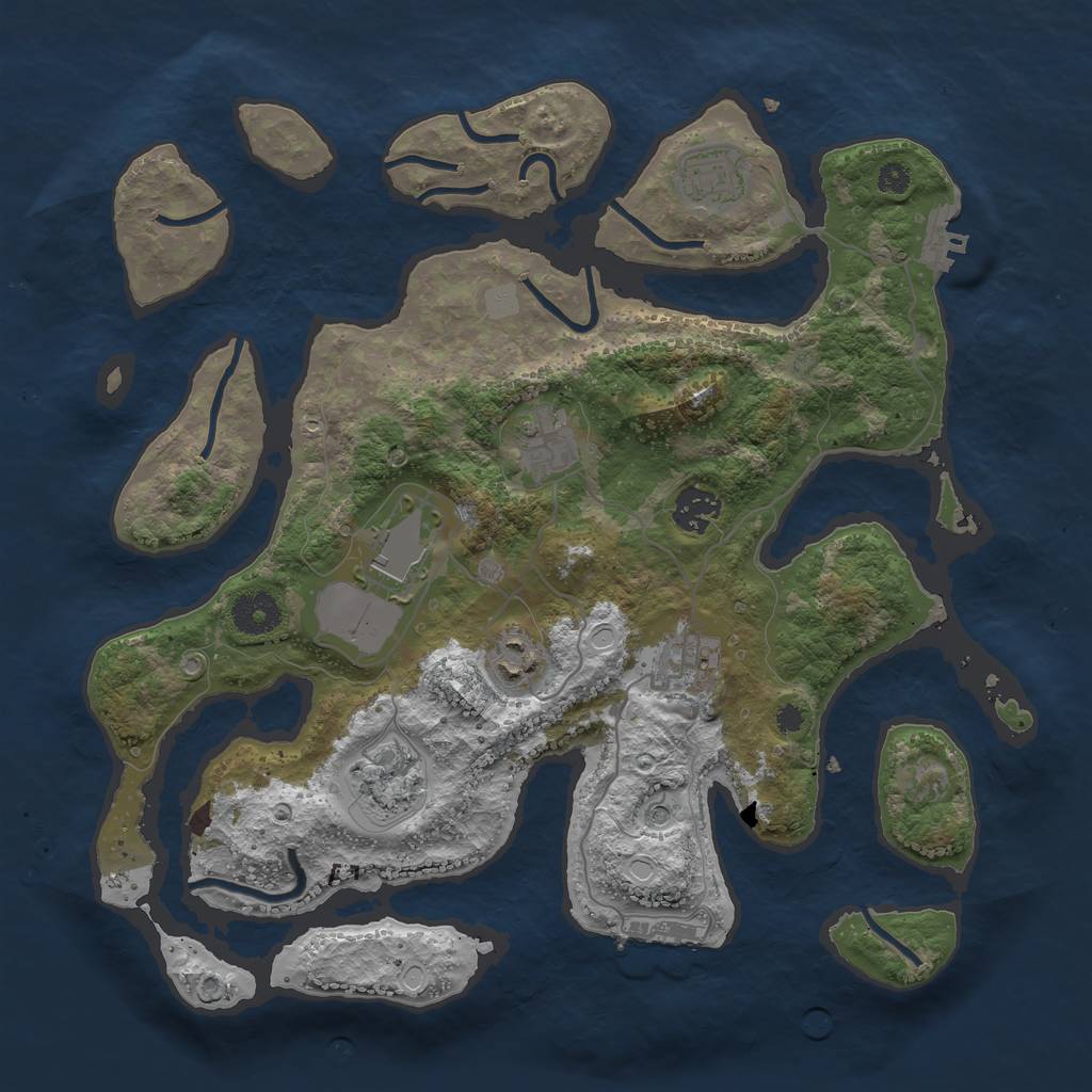 Rust Map: Procedural Map, Size: 3550, Seed: 197373, 15 Monuments