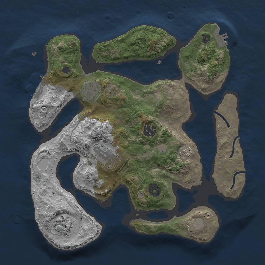 Rust Map: Procedural Map, Size: 3000, Seed: 703875652, 12 Monuments