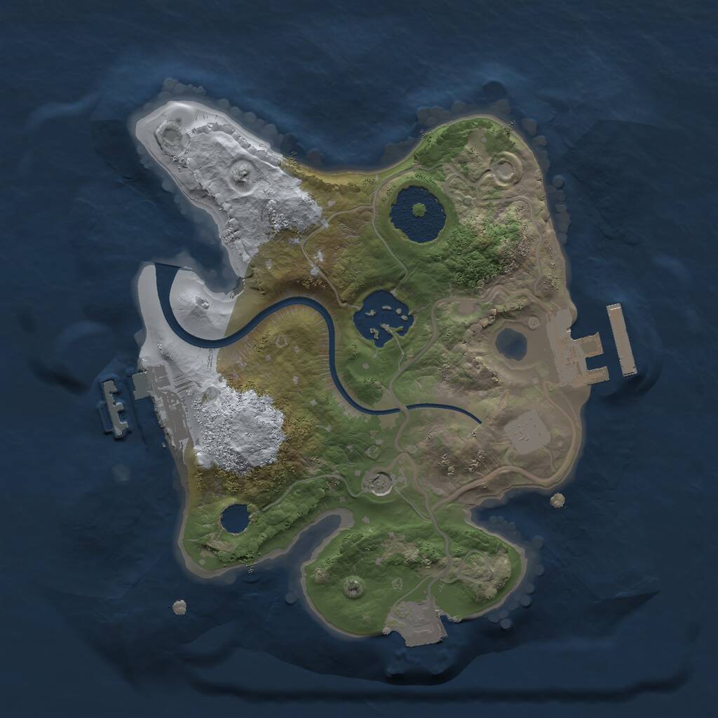 Rust Map: Procedural Map, Size: 2000, Seed: 97453854, 5 Monuments