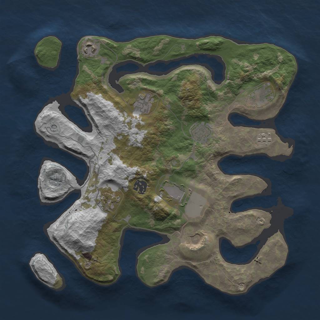 Rust Map: Barren, Size: 3500, Seed: 309720849, 12 Monuments