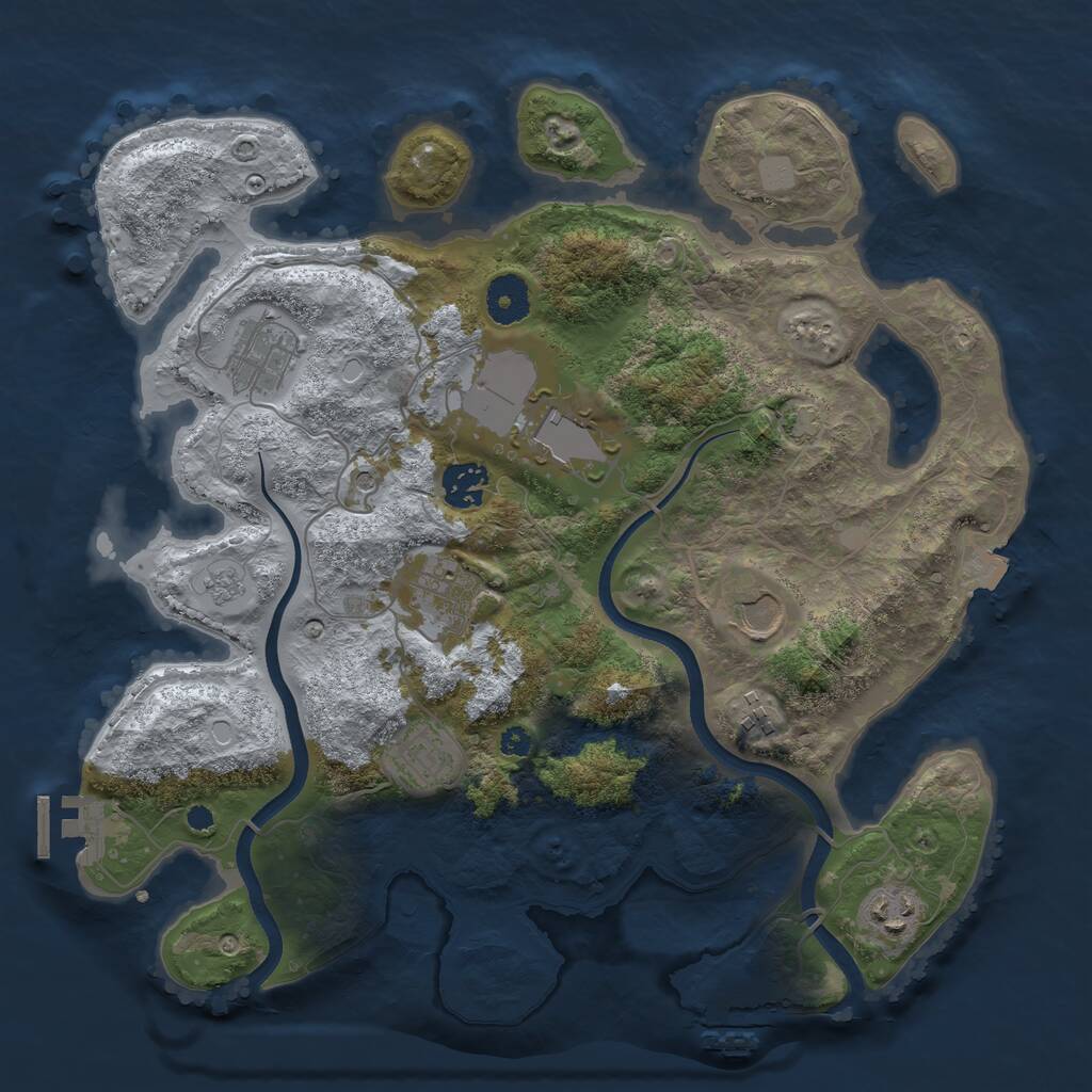 Rust Map: Procedural Map, Size: 3500, Seed: 1638099134, 14 Monuments