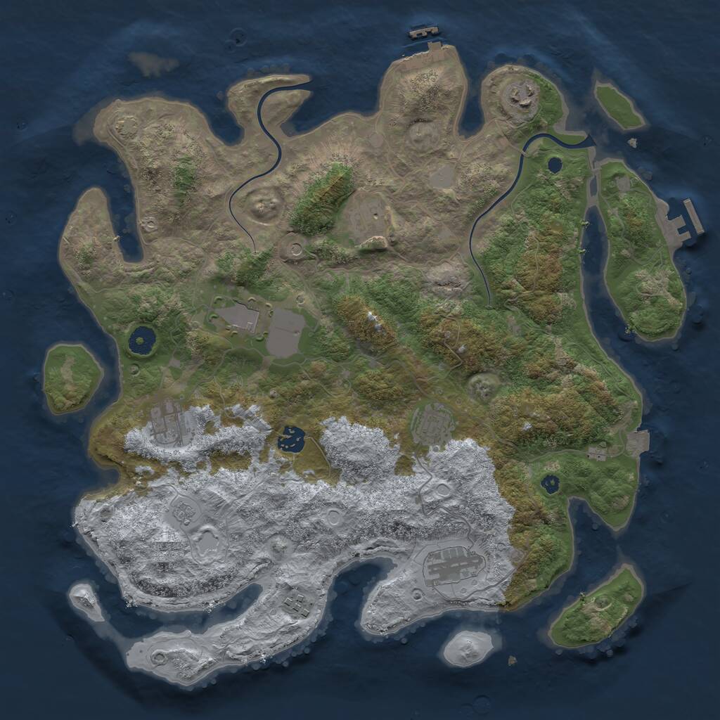 Rust Map: Procedural Map, Size: 3950, Seed: 195075941, 14 Monuments