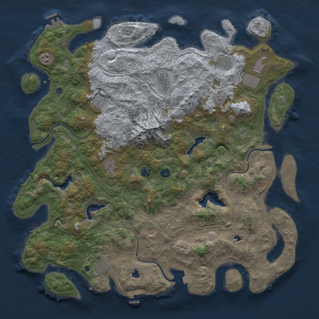 Rust Map: Procedural Map, Size: 5000, Seed: 87654567, 17 Monuments