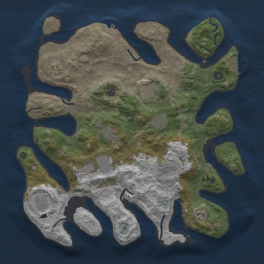 Rust Map: Procedural Map, Size: 4050, Seed: 152048067, 18 Monuments
