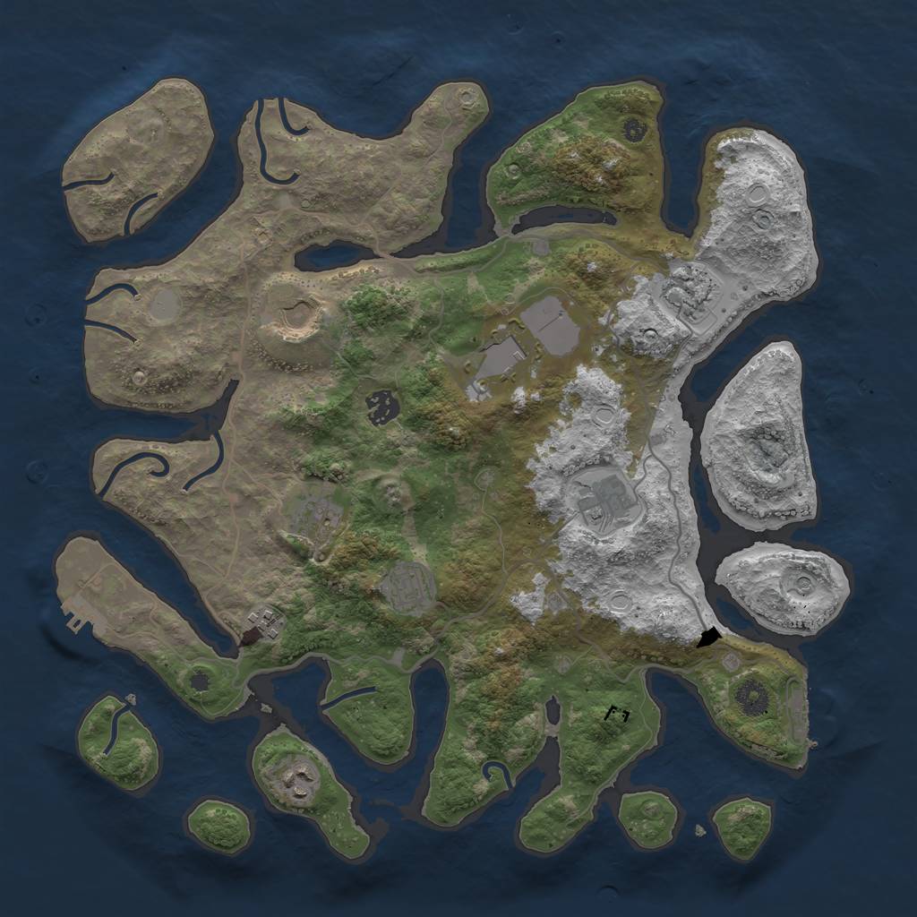 Rust Map: Procedural Map, Size: 4000, Seed: 65465182, 17 Monuments