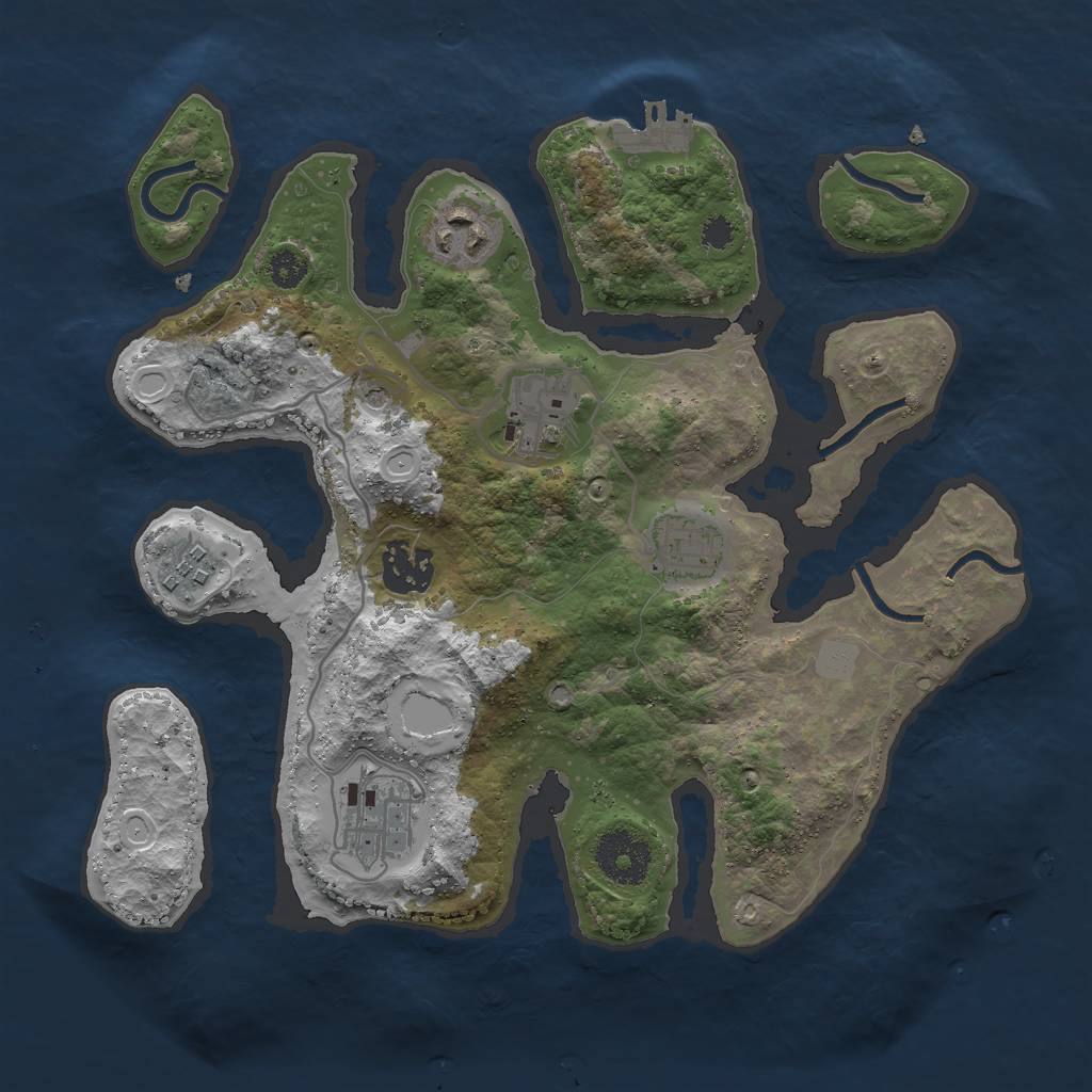 Rust Map: Procedural Map, Size: 3000, Seed: 745539, 13 Monuments