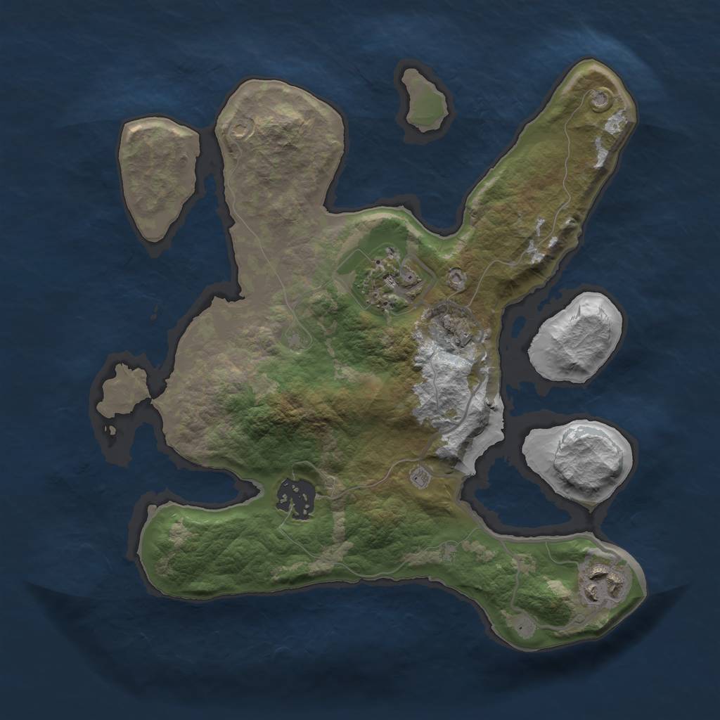 Rust Map: Barren, Size: 2650, Seed: 1752947856, 5 Monuments