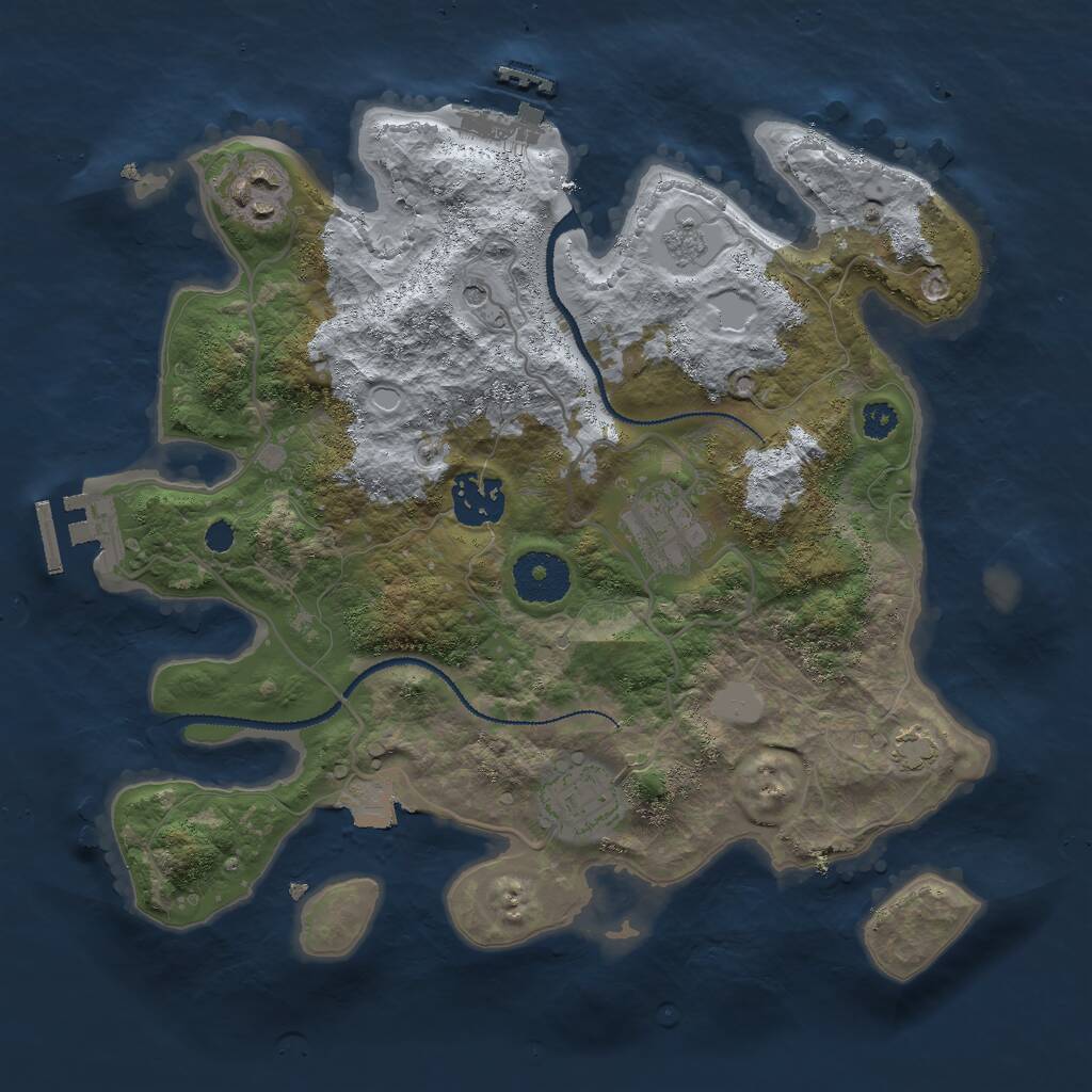 Rust Map: Procedural Map, Size: 3000, Seed: 981902, 10 Monuments