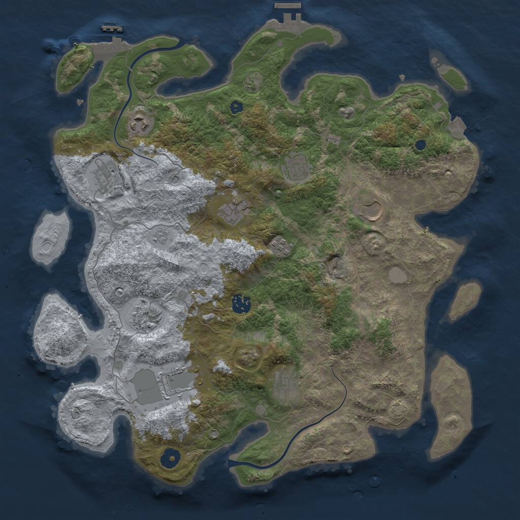 Rust Map: Procedural Map, Size: 3950, Seed: 1749871509, 16 Monuments