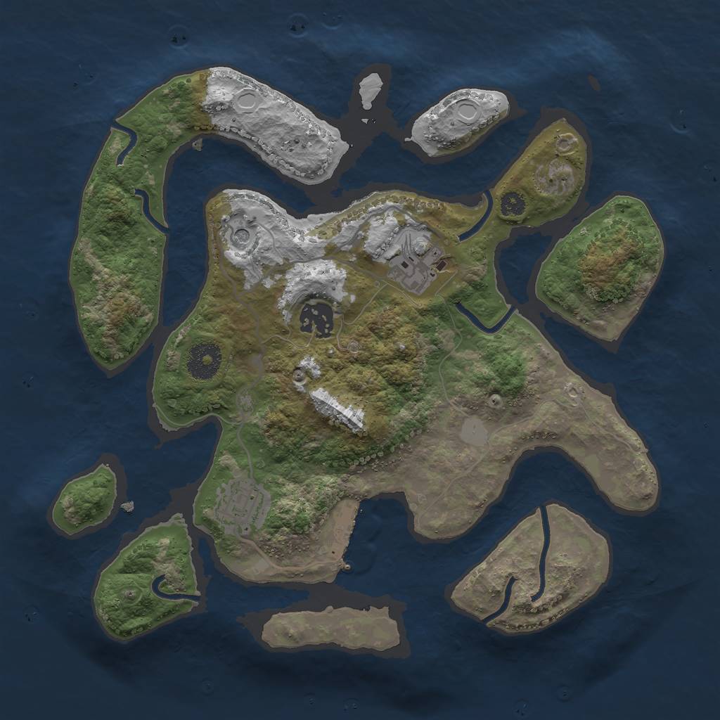 Rust Map: Procedural Map, Size: 3000, Seed: 184763, 10 Monuments