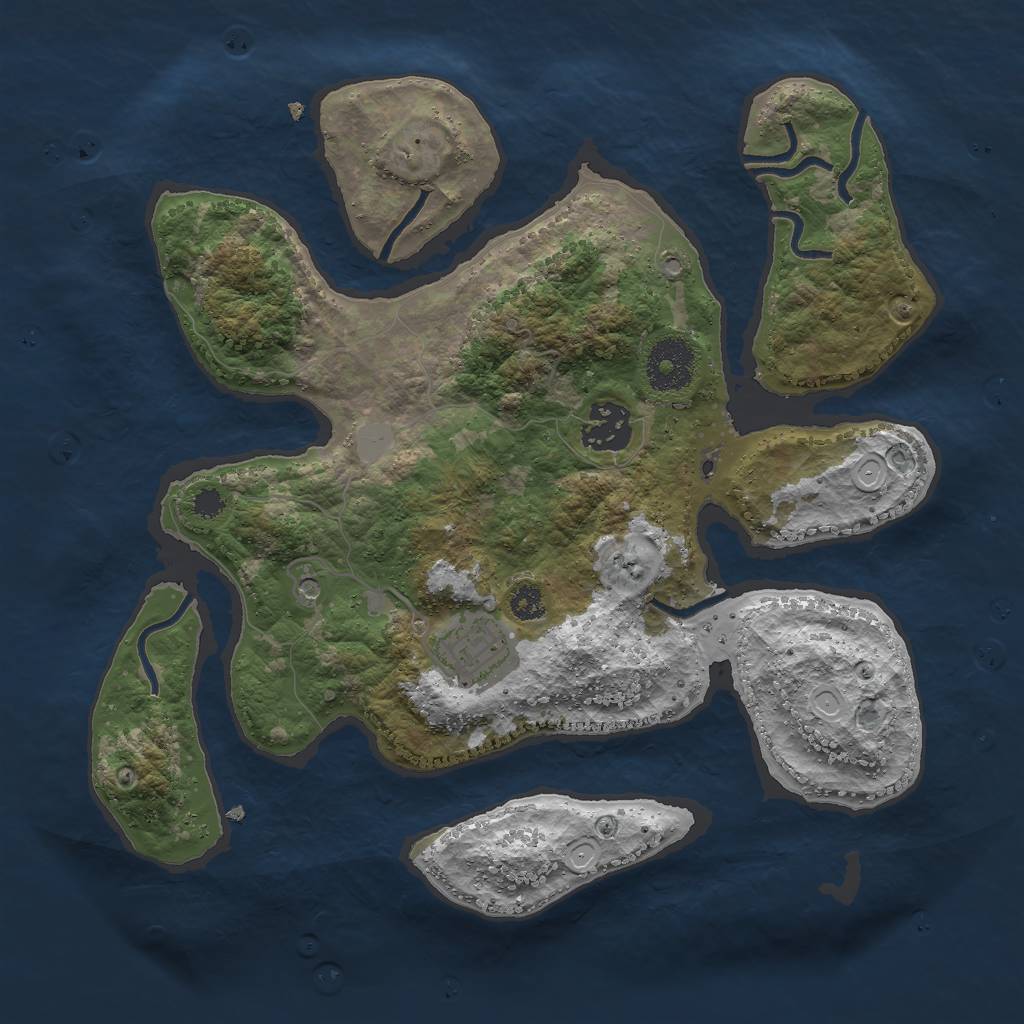Rust Map: Procedural Map, Size: 3000, Seed: 655607, 8 Monuments