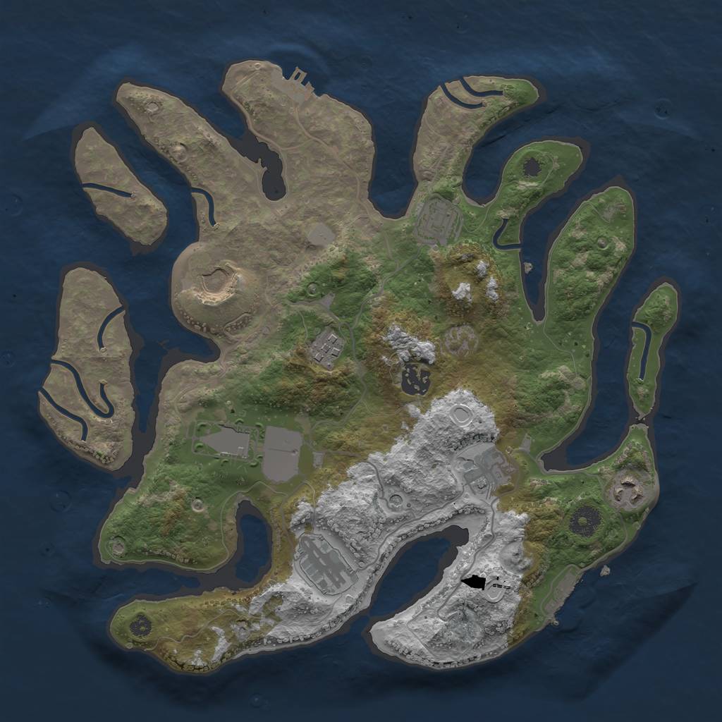 Rust Map: Procedural Map, Size: 3500, Seed: 973051195, 16 Monuments