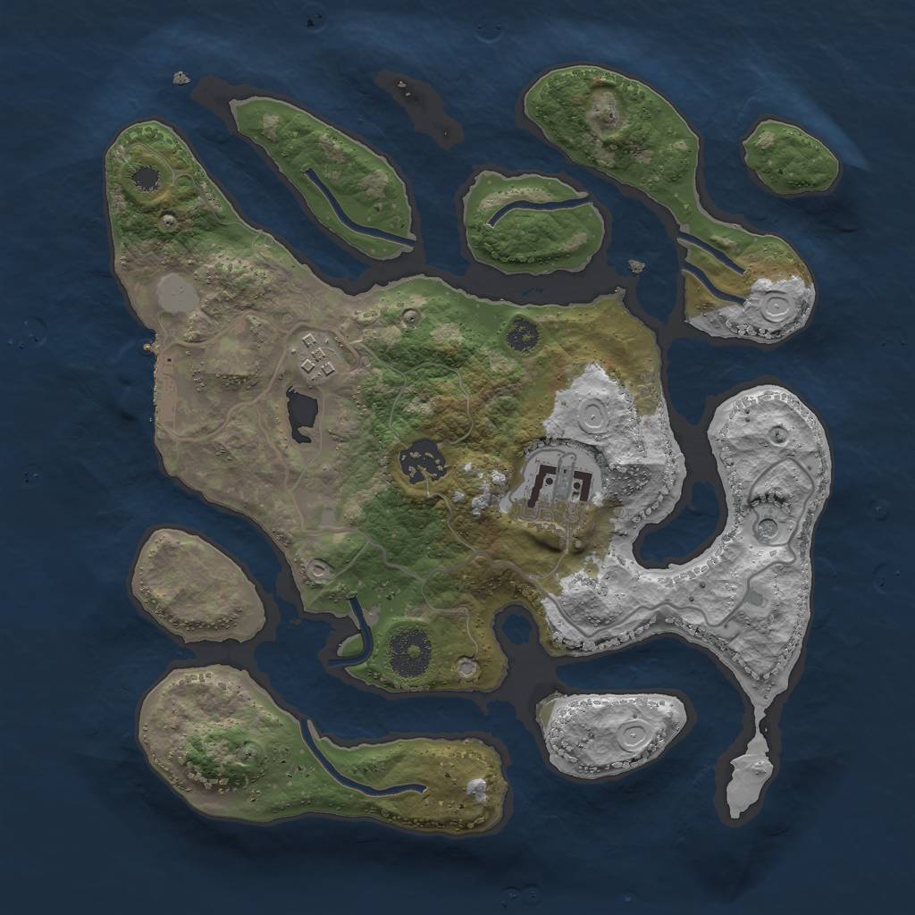 Rust Map: Procedural Map, Size: 3000, Seed: 637378, 10 Monuments