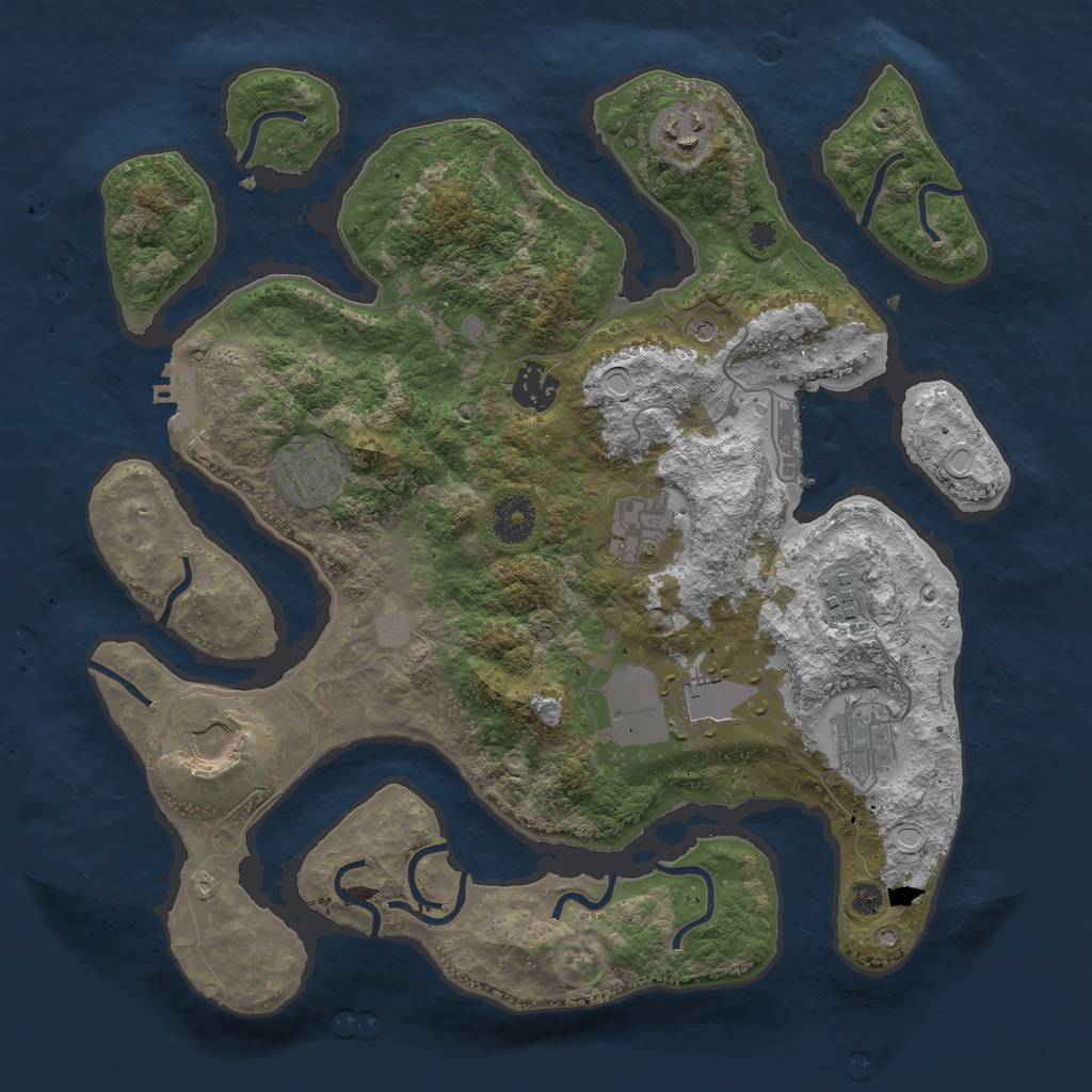 Rust Map: Procedural Map, Size: 3550, Seed: 466174, 16 Monuments