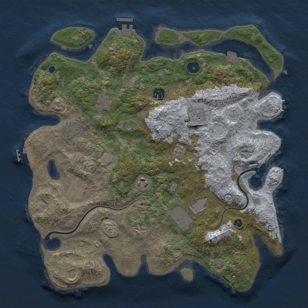 Rust Map: Procedural Map, Size: 3850, Seed: 336346769, 16 Monuments