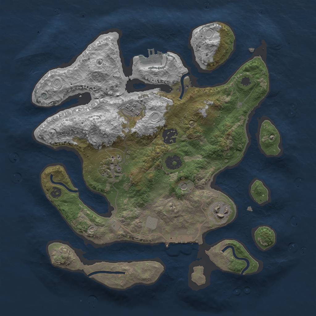 Rust Map: Procedural Map, Size: 3000, Seed: 135912, 12 Monuments