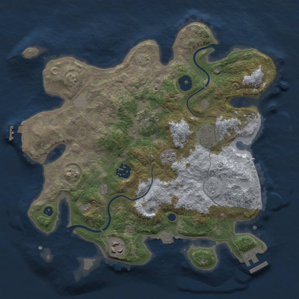 Rust Map: Procedural Map, Size: 3100, Seed: 16384, 11 Monuments