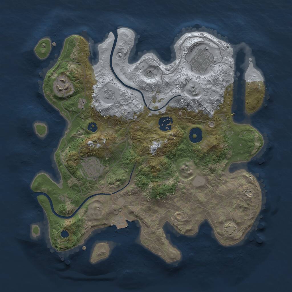 Rust Map: Procedural Map, Size: 3000, Seed: 311826, 8 Monuments