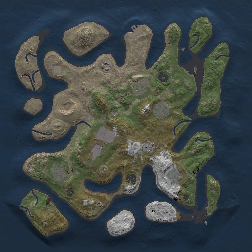 Rust Map: Procedural Map, Size: 3600, Seed: 645899, 16 Monuments
