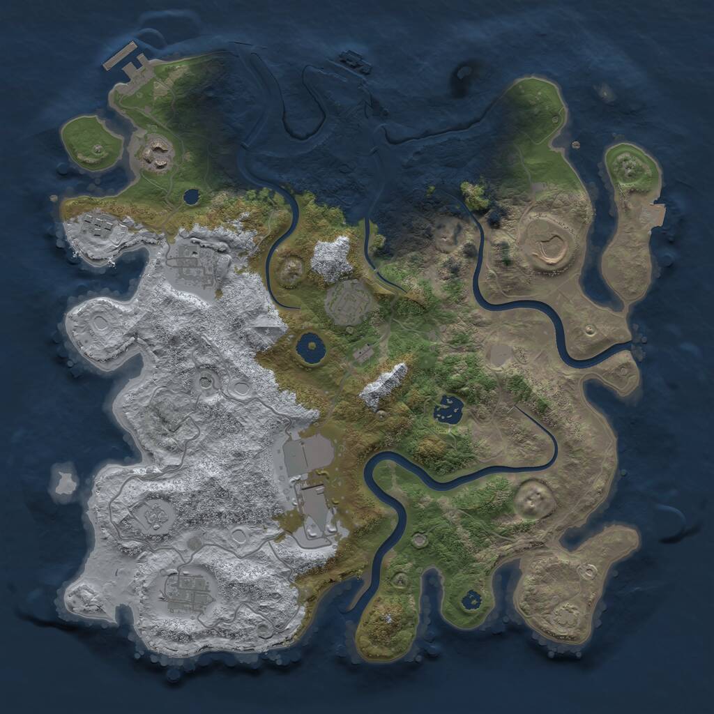 Rust Map: Procedural Map, Size: 3700, Seed: 1386432218, 14 Monuments