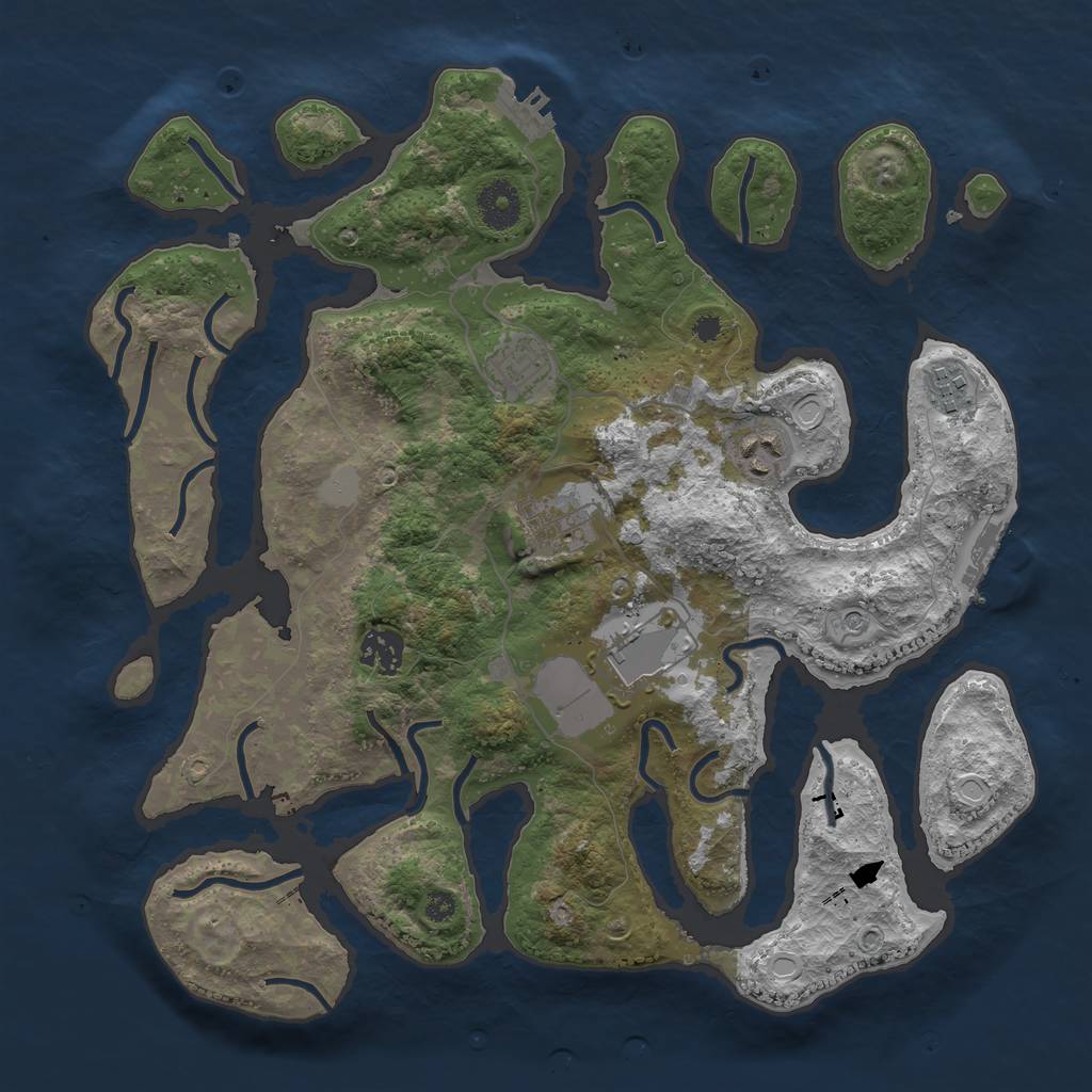 Rust Map: Procedural Map, Size: 3550, Seed: 951727, 14 Monuments