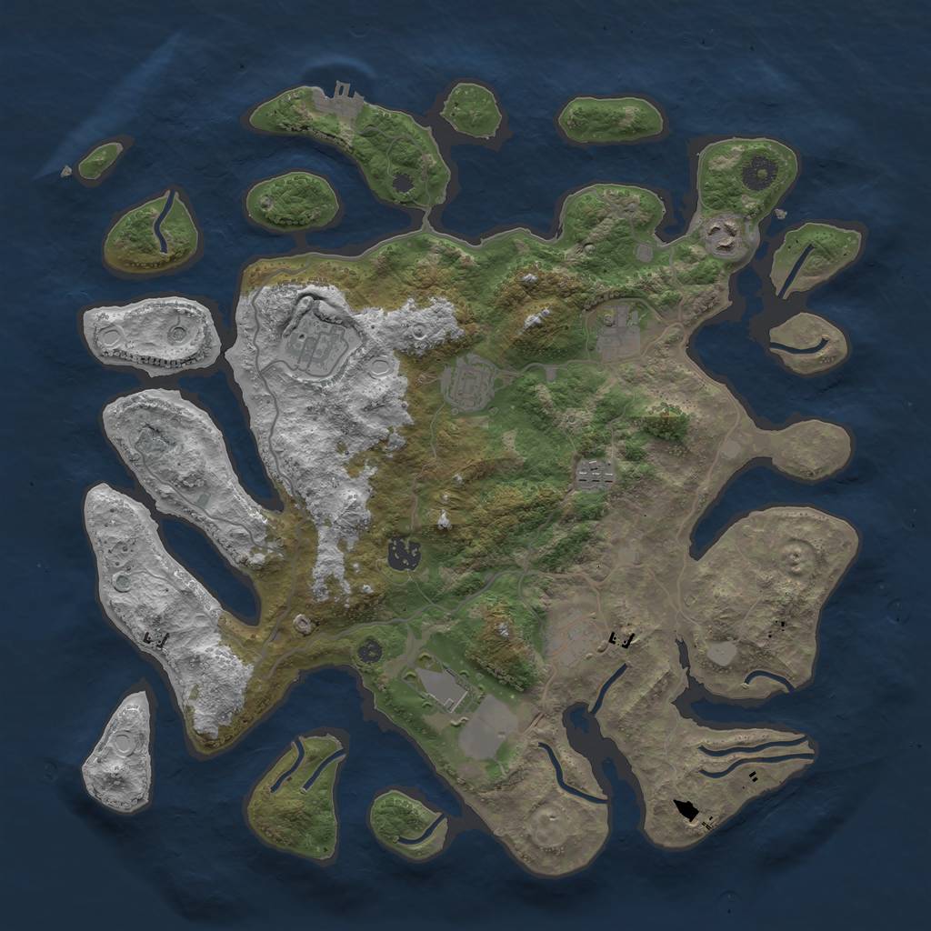 Rust Map: Procedural Map, Size: 4000, Seed: 54564, 15 Monuments