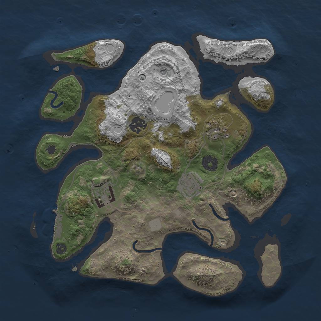 Rust Map: Procedural Map, Size: 3000, Seed: 595585, 11 Monuments