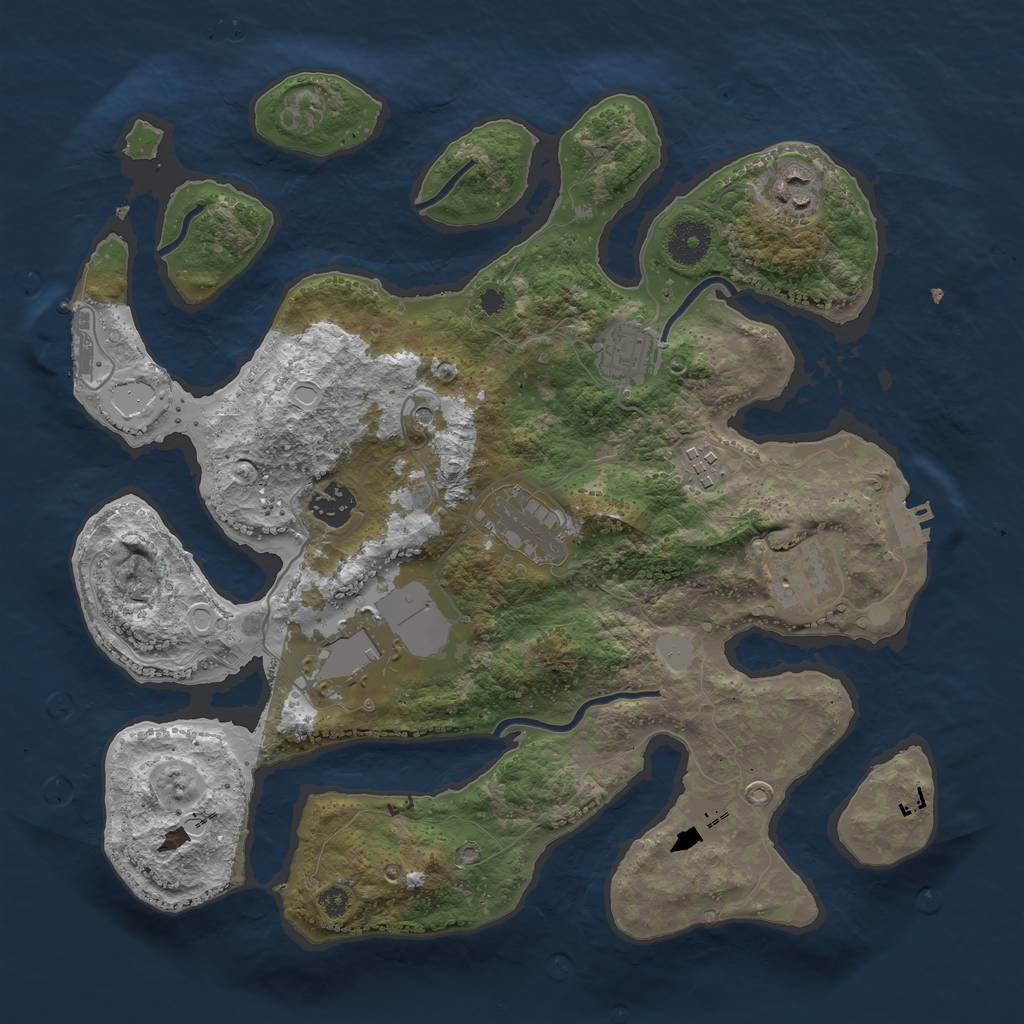 Rust Map: Procedural Map, Size: 3550, Seed: 459529, 15 Monuments