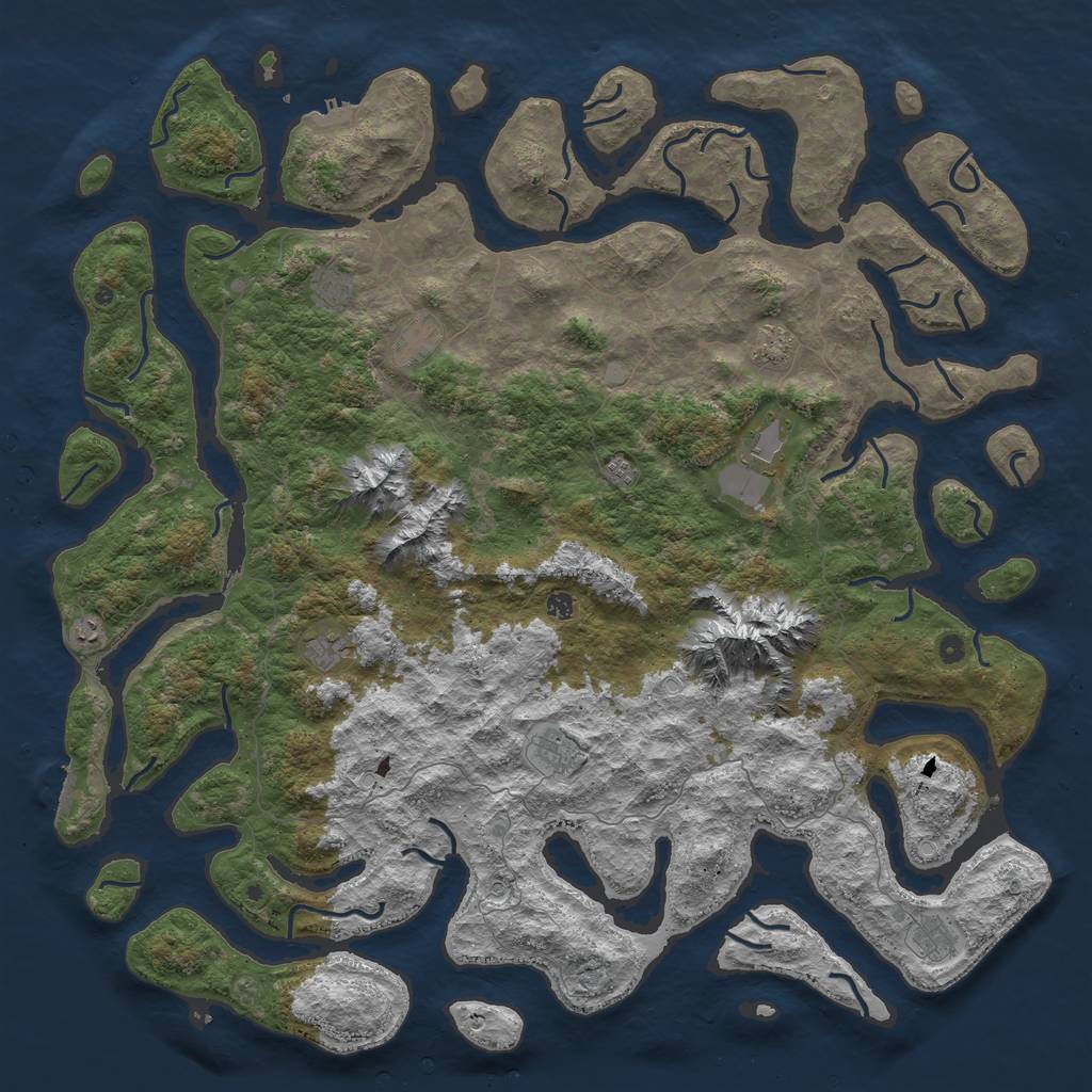 Rust Map: Procedural Map, Size: 6000, Seed: 36459237, 18 Monuments