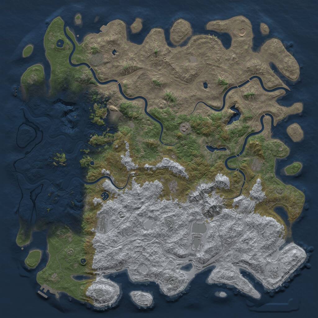 Rust Map: Procedural Map, Size: 6000, Seed: 36459237, 17 Monuments